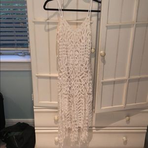 Lace with nude underlay and clear beading dress